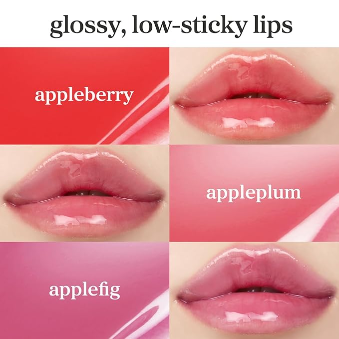 NOONI Korean Lip Oil Set - Appleberry, Appleplum & Applefig - Long-Lasting, Moisturizing, Revitalizing - Waterproof, No Peel Off, Stocking Stuffers (3EA, 0.12 fl oz)