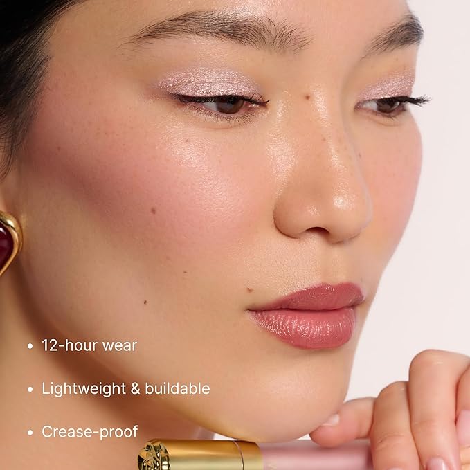 Winky Lux Rose Petal Liquid Eyeshadow, Longwear, Buildable, High-Pigment, Blendable, Crease-Proof, with Hydrating Vitamin E & Mango Seed Butter, Clean Beauty, Cruelty-Free, Vegan, Primrose Shimmer