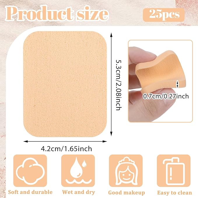25 Pcs Makeup Sponge Square Make Up Face Soft Sponge Makeup Applicator Sponge Lady Makeup Foundation Puff for Dry and Wet