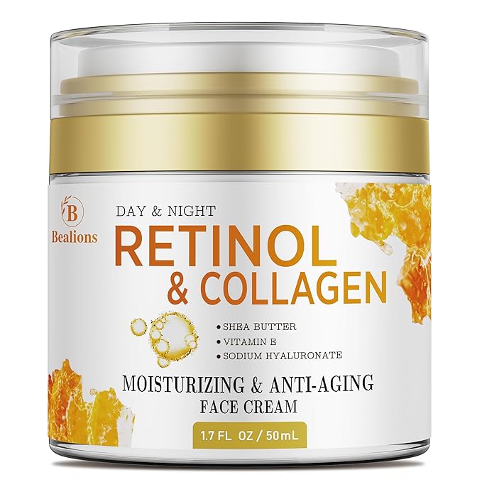 Retinol Cream for Face Anti Aging: Wrinkle Cream for Face Neck with Collagen Hyaluronic Acid - Night Moisturizer for Men Women - Facial Skin Care Gift for Women Wife Mother