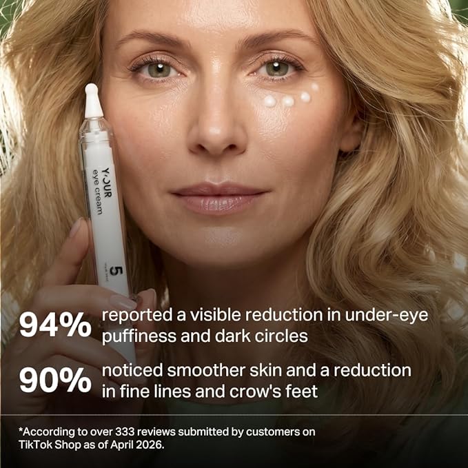Y'OUR Retinol Collagen Peptide Repair Eye Cream | Firms, Brightens & Depuffs | Cucumber + 3 Collagen-Boosting Peptides + Hyaluronic Acid | For Dark Circles, Fine Lines & Crow's Feet
