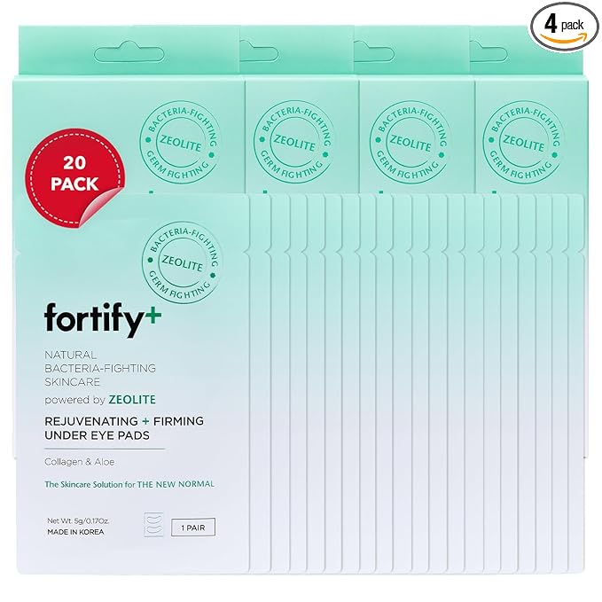 Fortify Skincare Under Eye Patches For Puffy Eyes and Dark Circles - Dermatologist Tested Anti-Aging - Ultra Hydrating, Anti Wrinkle Patches - Natural, Vegan, Clean Beauty, Korean Skin Care - 20 Pairs