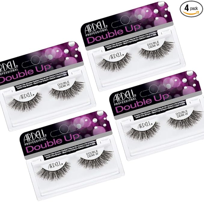 Ardell Double Up False Eyelashes – Double Demi Wispies Strip, Wispy Dramatic Look, Reusable Fake Lashes for Women, 4 Pairs