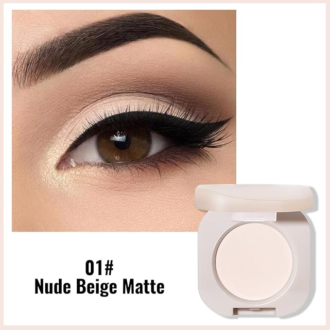 Erinde Nude Beige Matte Single Eye Shadow Palette Makeup for Older Women, Natural Eyeshadow Powder for Blue, Green Brown Eyes, High Pigment Blendable Long-Lasting Eye Shadow Sombras para Ojos, 01