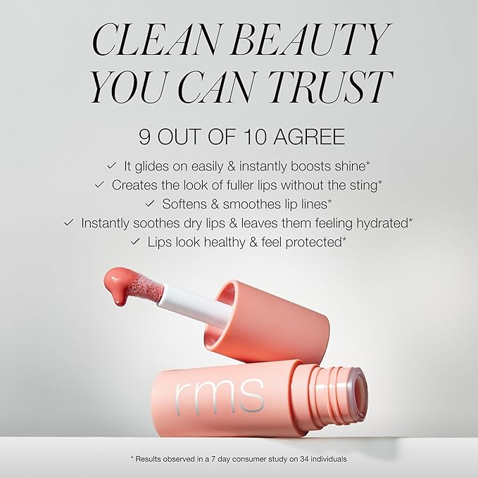 RMS Beauty Legendary Lip Oil – 8-Hour Hydrating Lip Gloss & Tint – Nourishing Organic Jojoba & Cherry Seed Oil – High-Shine, Non-Sticky, Skincare-Infused Lip Color – 0.17 fl oz