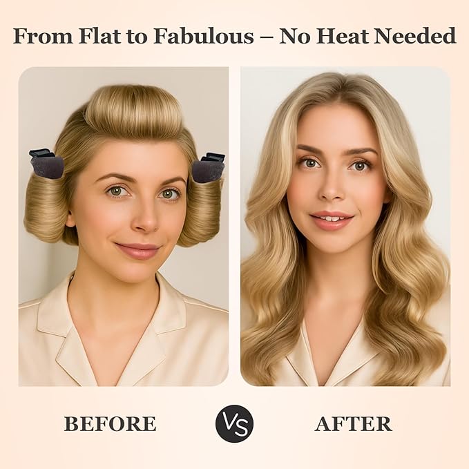 Heatless Hair Curler Set – 4PCS Velvet Overnight Blowout Rods for Heatless Curls, Jumbo Flexible Curling Rods to Sleep In, No Heat Curling Tools for Natural Waves and Curls Brown
