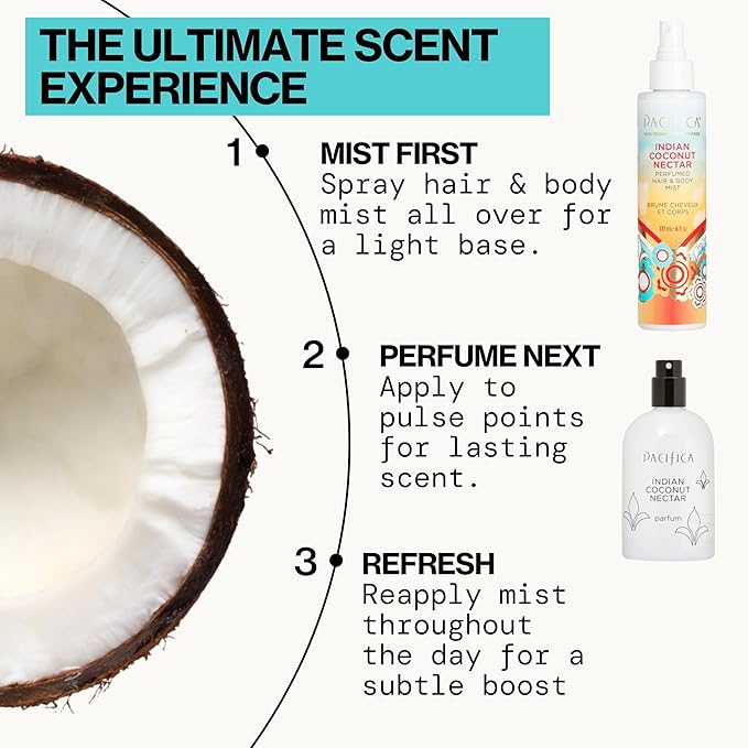 Pacifica Beauty Indian Coconut Nectar Hair & Body Mist, Functional Fragrance For A Calming Experience, Paraben-Free, Vegan & Cruelty-Free, 5 Fl Oz