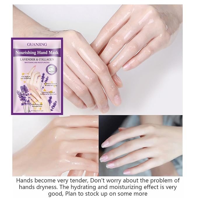 VolksRose Lavender Hand Mask Gloves - Overnight Hand Moisturizing Gloves for Dry Cracked Hands Repair, 5 Pairs Softening Spa Treatment for Rough Skin, Self Care Gifts Set for Women, Stocking Stuffers