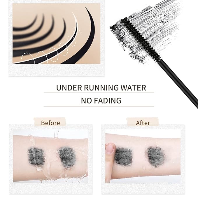 O'CHEAL Mascara Volume and Length, Waterproof Black Natural Thrive Mascara Liquid Lash Extensions Eye Makeup, Defining, Curling, Long Lasting, Smudge Proof, Hypoallergenic Eyelashes Cosmetics