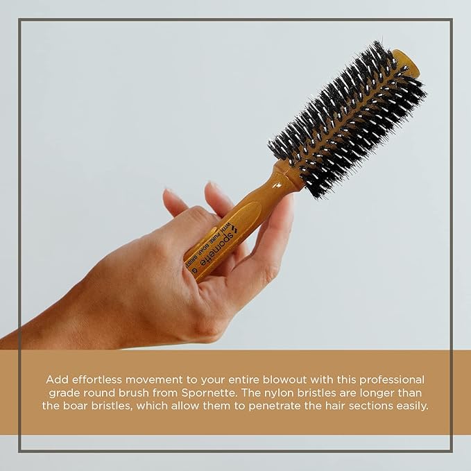 Spornette Porcupine 2.25 Inch Nylon and Boar Bristle Hair Brush for Women - Porcupine Brush with German Boar and Nylon Bristles for Detangling, Straightening & Smoothing - For All Hair Types