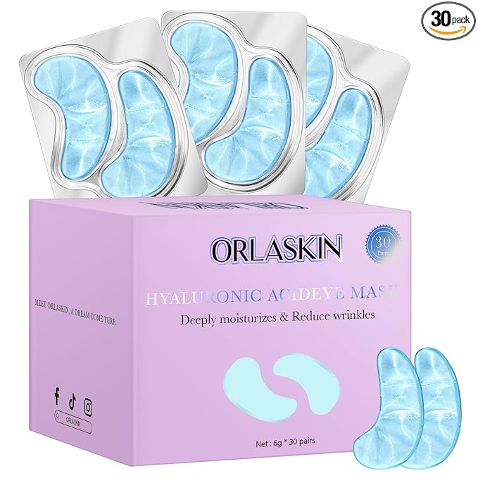 Under Eye Patches,30 Pairs Eye Mask Skin care for Dark Circles, Puffy Eyes, Undereye Bags,Wrinkles,Hyaluronic Acid Eye Treatment Skin Care for Men & Women Gift （Hyaluronic Acid）