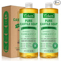 Yoken Peppermint Castile Soap Liquid (EWG Verified, 2pack 32 OZ) Made with Certified Organic Oils, Gentle Peppermint Soap for Body Wash, Face, Dishes, Laundry & More, Vegan Natural Versatile Cleanser