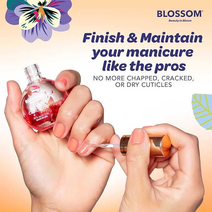 Blossom Cuticle Oil for Nails, Hydrating, Moisturizing, Scented Nail Oil Cuticle Care, Infused with Real Flowers, Made in USA, 0.92 fl. oz, Coconut