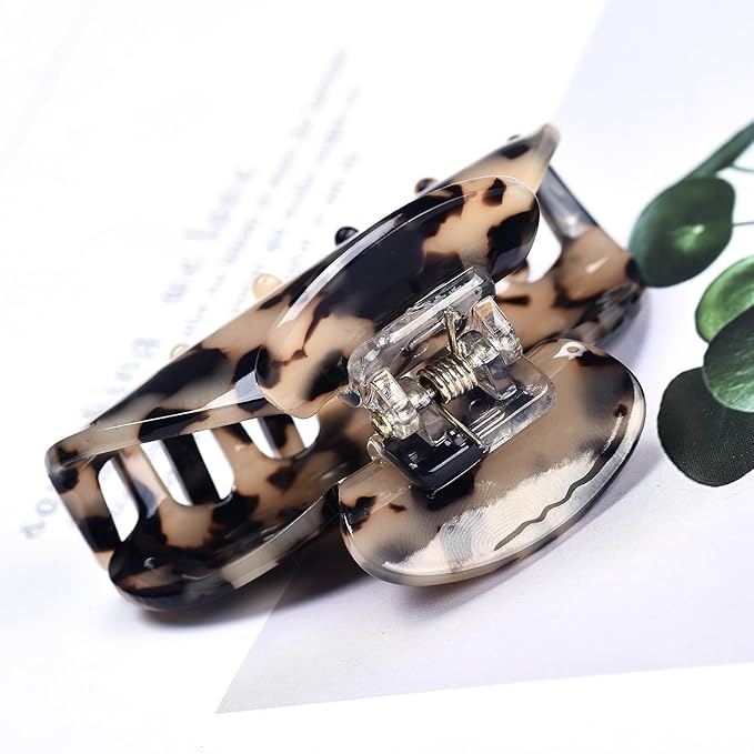 Medium Claw Hair Clips for Women Girls Tortoise Hair Jaw Clips Celluloid Hair Claw Clamps Leopard Print Hair Clasp 3 Pack