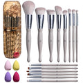BS-MALL Makeup Brushes Set – Premium 14 Pcs Brush Collection with 4 Pcs Mini Sponges & Case, Perfect for Travel, Complete Beauty Tools for Women (Wheat straw)
