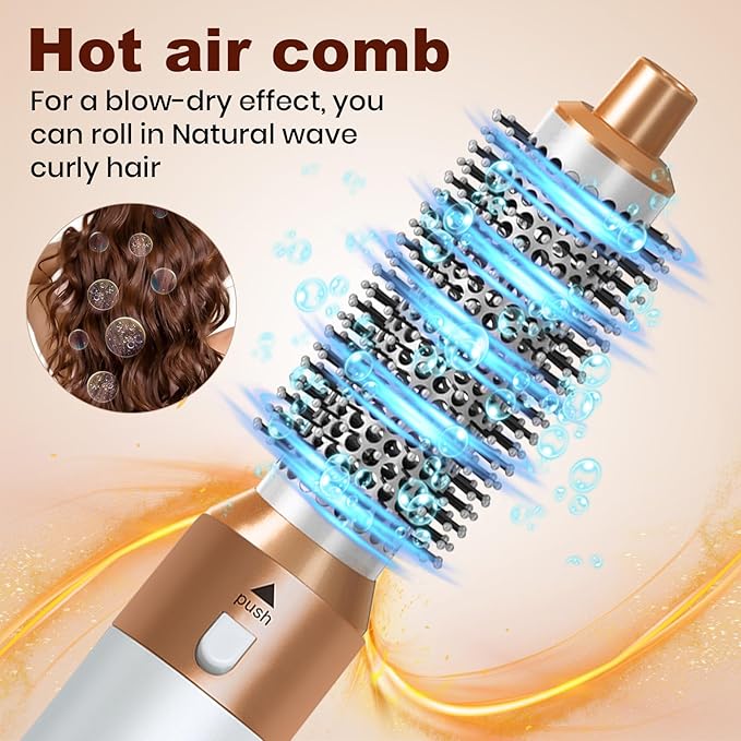 Hair Dryer Brush 5 in 1, Negative Ion Blow Dryer Brush Set - 110,000 RPM High- Speed Hot Air Brush Air Styler Curling Wrap Air Curler,Curling Iron Hair Styling Tools for Straight Curl Drying Smoothing