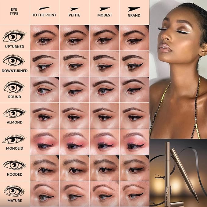 2PCS Waterproof Liquid Eyeliner, White and Black Eyeliner Set, Quick Drying Long-lasting Eye Liner for Makeup, Cruelty-Free Eyeliner Liquid Set Smudge Proof Easy To Use