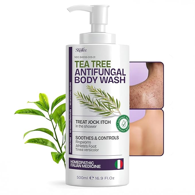 Antifungal Body Wash with Tea Tree Oil | Eczema Body Wash Treats Ringworm, Back Acne & Jock Itch | Antifungal Soap For Men And Women with 1% Tolnaftate (16.9 oz)
