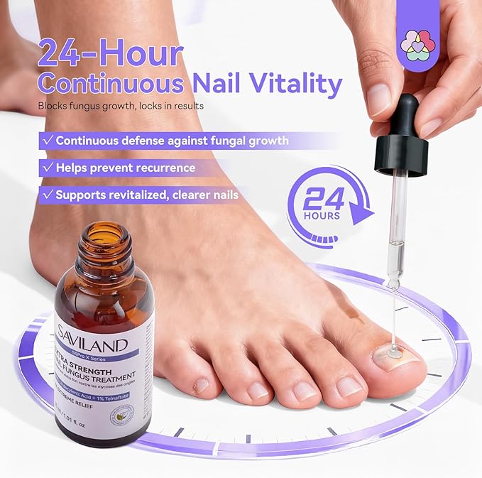 SAVILAND Toenail Fungus Treatment Extra Strength FSA-HSA: 2X Extreme Nail Repair for Discolored and Damaged Nails Toenail Softener Yellow Toenail Foot Toe Thick Nail Fungus Treatments Solution 2 fl oz