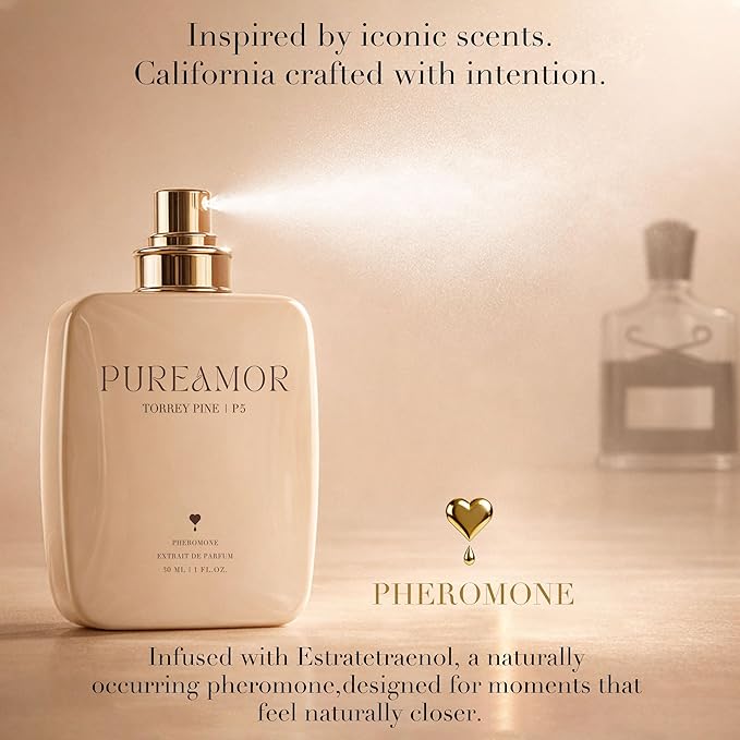 PUREAMOR Pheromone Perfume for Women, Torrey Pine Extrait de Parfum - Long Lasting Fresh Woody Scent, 30% High Concentration, Full Size Fragrance Spray, 1.0 oz / 30 ml