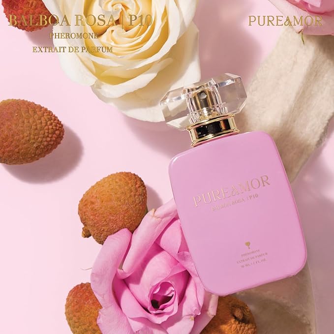 PUREAMOR Pheromone Perfume for Women, Balboa Rosa Extrait de Parfum - Long Lasting Romantic Floral Scent, 30% High Concentration, Full Size Fragrance Spray, 1.0 oz / 30 ml