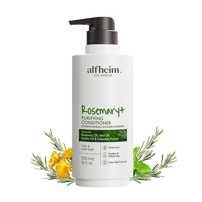 ALFHEIM Rosemary+ Purifying Conditioner – Balancing Conditioner for Oily & Fine Hair with Rosemary, Peppermint & Jojoba Oils – Lightweight Hydration, Smooth Shine – Sulfate Free – 18 oz / 535 m