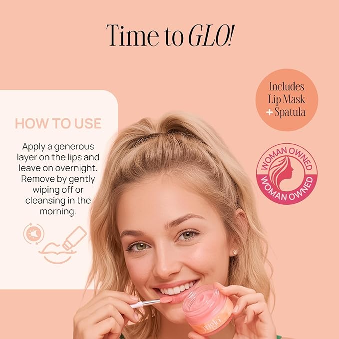 YUGLO Lip Sleeping Mask Peach | Overnight Lip Mask & Lip Gloss Balm | Hydrating Lip Moisturizer for Dry Lips | Lip Plumping Glossy Finish | Lip Conditioner Overnight