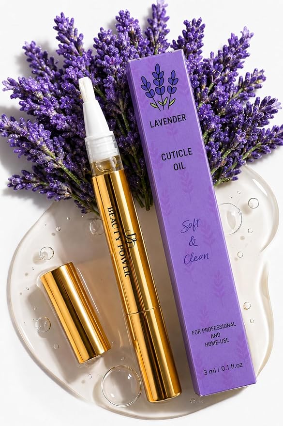 Beauty Power Nail Oil Cuticle Pen - Lavender - Nail Strengthener & Growth Serum with Vitamin A, D, E, B5, Grapeseed & Natural Oils - Repair for Brittle, Peeling, Thin Nails - Gift Idea