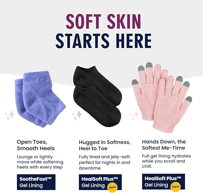 Dr. Frederick’s Original Moisturizing Gel Socks for Men & Women – Dry Feet & Cracked Heel Treatment – Full Foot Gel Lining With Mango Butter, Shea Butter, Jojoba & Coconut Oil (Large - Obsidian Oasis)