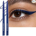 2 PCS Dark Blue Eyeliner Pencil, Retractable Shine Gel Waterline Eye Liner Pen Set for Women, Smudge-Proof Multi-Use Shimmer Creamy Eyeshadow High Pigmented Long-Lasting Smooth Eye Makeup