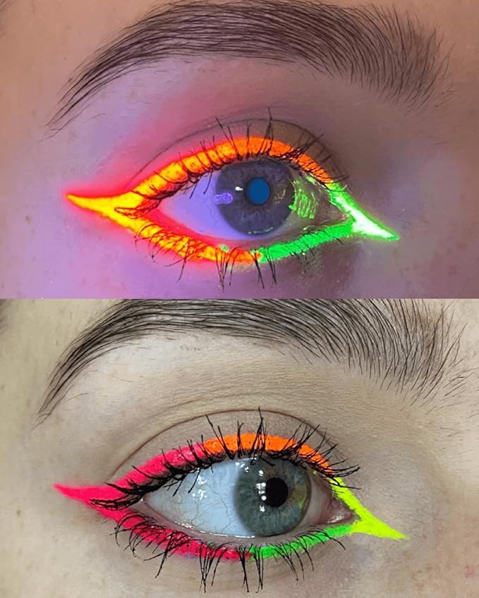 UV Neon Liquid Eyeliner, Matte Colored Eyeliner Pen, Waterproof Smudge-proof Pigmented Eye Liner, Glow Brightly Under UV Lights, Colorful Eye Makeup For Rave Party Music Festival, Neon Blue