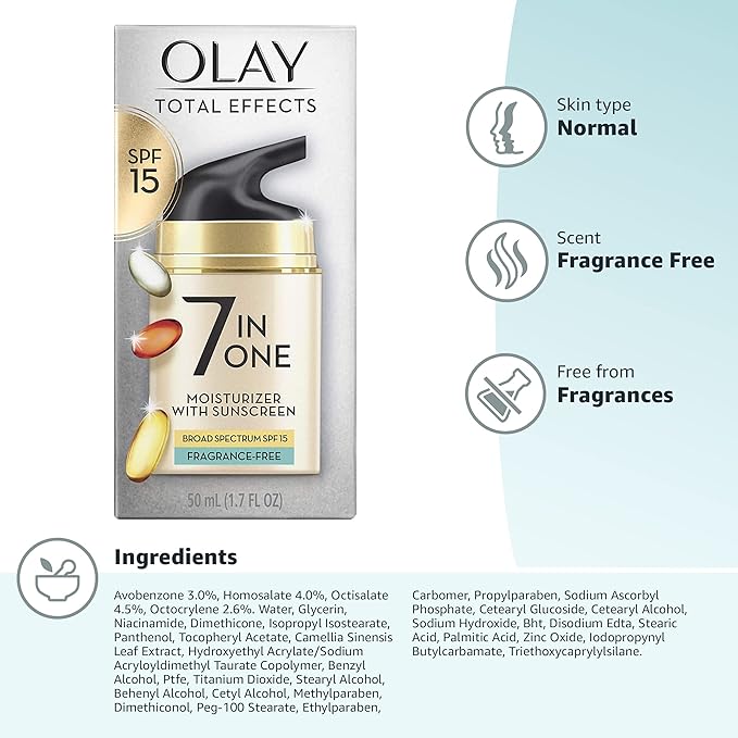 Olay Total Effects, 7 in 1, Fragrance Free, 1.7 oz (Pack of 4)