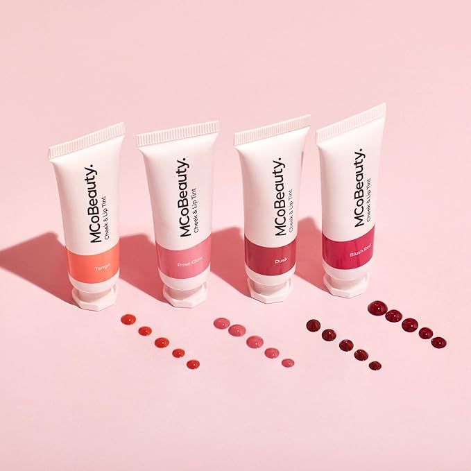 MCoBeauty Cheek and Lip Tint Flamingo - Gel Cream Buildable Color Lip Stain and Blush for Women - Dewy Multi Use Tinted Lip Balm, Liquid Blush Makeup Vegan Cruelty Free - 0.34 oz