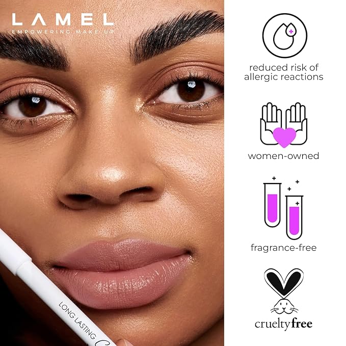 Lamel Gel Lip Liner Pencil - Tea Rose - 2-in-1 Waterproof Lip Liner - 8-Hour Wear, Creamy Texture, Sharpenable, High Pigment - Provides Smooth Finish or Full Coverage - N.405