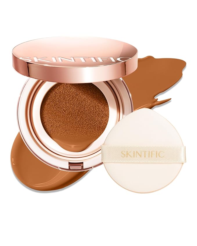 SKINTIFIC Full Coverage Cushion Foundation #07N Soft Caramel| Satin Glow Finish, Oil-Control & Waterproof, Buildable Tattoo Cover Cushion for All Skin Types