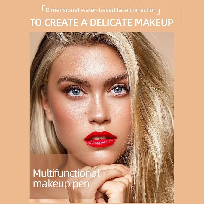 4PCS Contour Stick With Cushion Applicator,Liquid Wand,Cream Smooth,Bronzer Stick Lightweight for Face