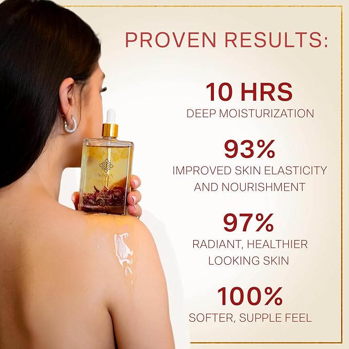 SAFA Rosé Oil for Face, Body, Hair & Nails | After Shower Organic Rose Body Oil | Bulgarian Rose Essential Oil with Apricot, Moroccan Argan & Vitamin E | Long Lasting Natural Fragrance - 4 Fl Oz