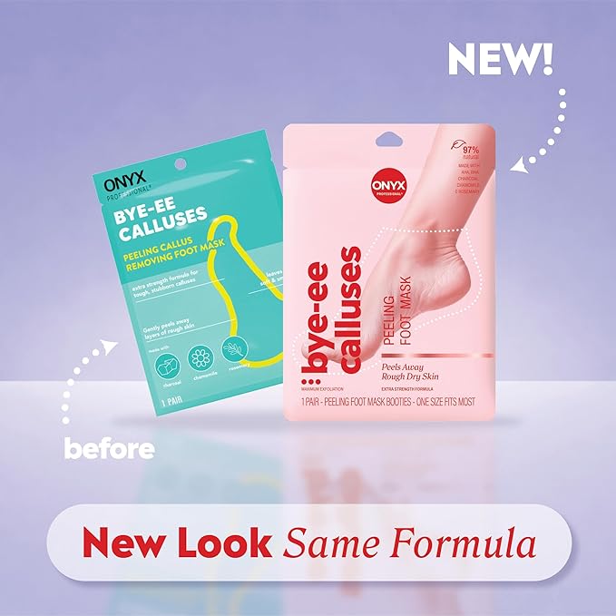 Onyx Professional Foot Peel Mask Callus Remover, 2 pack - Dead Skin Remover, Foot Exfoliator, Cracked Heel Treatment, Peeling Callus Removing Foot Mask Pedicure Kit For Smooth Soft Healthy Feet