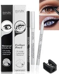 Black & White eye liners Gel pencil for women, White Highlighter Eye Liner Pencil,Matte waterproof Long Lasting Smooth formula Eye Liner Eyeshadow Makeup Pencil, with Sharpener,Gift Set for Women