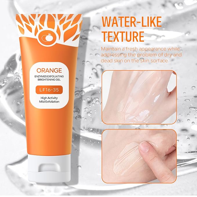 Orange Exfoliating Gel for Face and Body, Deep Clean Pores, Remove Blackheads, Exfoliating Moisturizing Facial Scrub Exfoliator Natural Orange Peeling Gel for All Types Skin-2 PCS