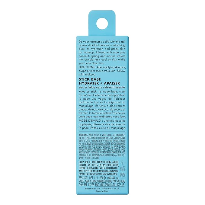 e.l.f. Stay Cool Primer Stick,Hydrating Gel Primer Preps Skin For Makeup,Imparts A Cooling Feel,Infused With Aloe Water,Vegan & Cruelty-Free,(Pack of 2)