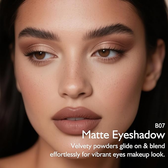 Mocha Brown Matte Eyeshadow Palette, Single Neutral Eye Shadow Palette Makeup Velvet Smooth Pressed Powder Lightweight Blendable Eyeshadow for Women Daily Natural Eyeliner Brow Travel-Friendly