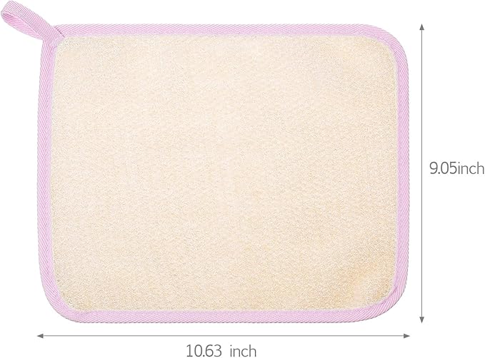 Tatuo 5 Pcs Exfoliating Face and Body Wash Cloths Towel Weave Bath Exfoliating Scrub Massage Bath Cloth for Women and Men, 10.23 x 8.66 Inch(Pink Edge)