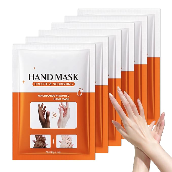 6 Pairs Hand Masks Moisturizing Gloves, Hydrating Hand Mask Moisturizer Gloves Care for Dry Cracked Hands, Smooth Long Lasting Soft Firming Hand Mask Gift Set for Men Women（F)