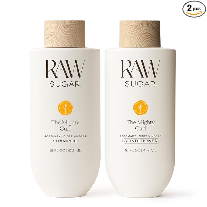 Raw Sugar Shampoo and Conditioner Set, The Mighty Curl Hair Care Duo, 16 Fl Oz (2 Products) Boosts Curls, A Revitalizing Haircare Bundle, Without SLS/SLES & Parabens, Color-Friendly, Vegan