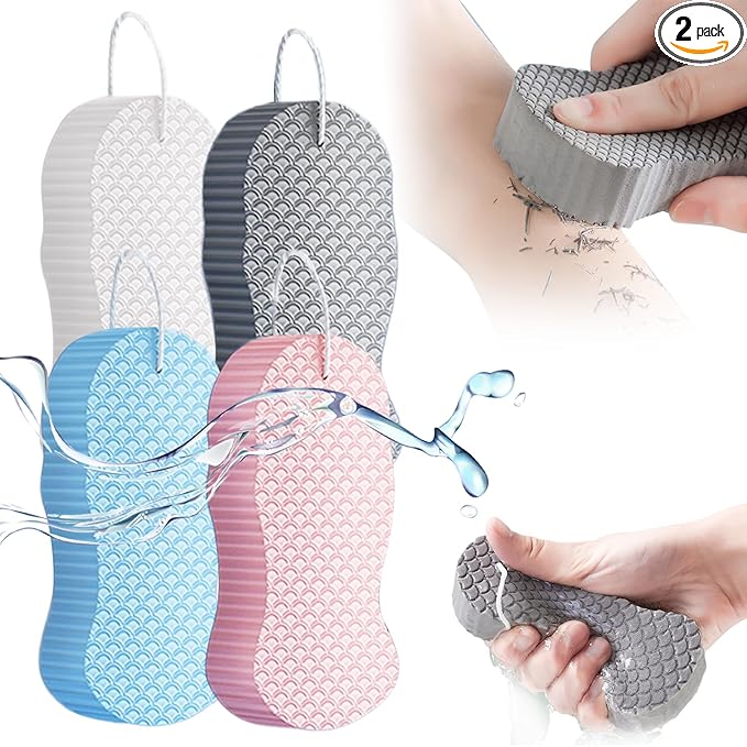Magic Exfoliating Bath Sponge, 2025 New Super Soft Exfoliating Bath Sponge Gentle Reusable Body Scrubber (4 Mix)