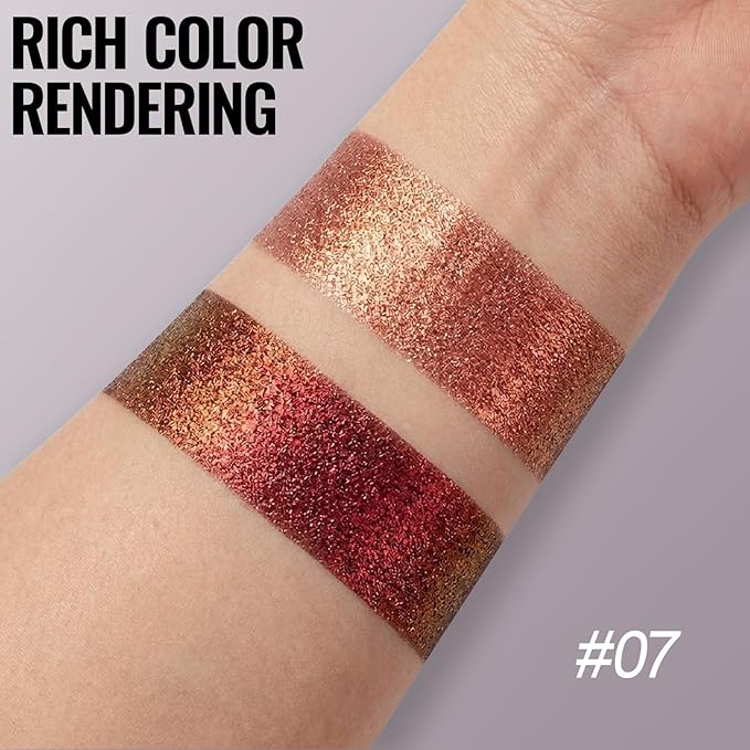 Erinde Burgundy Gold Copper Duochrome Glitter Eyeshadow Palette, Holographic Chameleon Shimmer Eye Shadow, Rich Color, Color Shift Sparkle Inner Corner Eye Highlighter Palette Makeup for Rave, 07