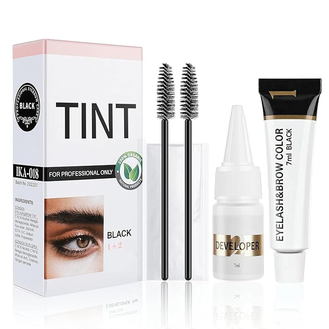 Lash Color Kit, Professional Black Lash and Brow Set with Natural Ingredients, Stay-True Vibrant Color, Safe & Easy Home DIY 7ml (Black)