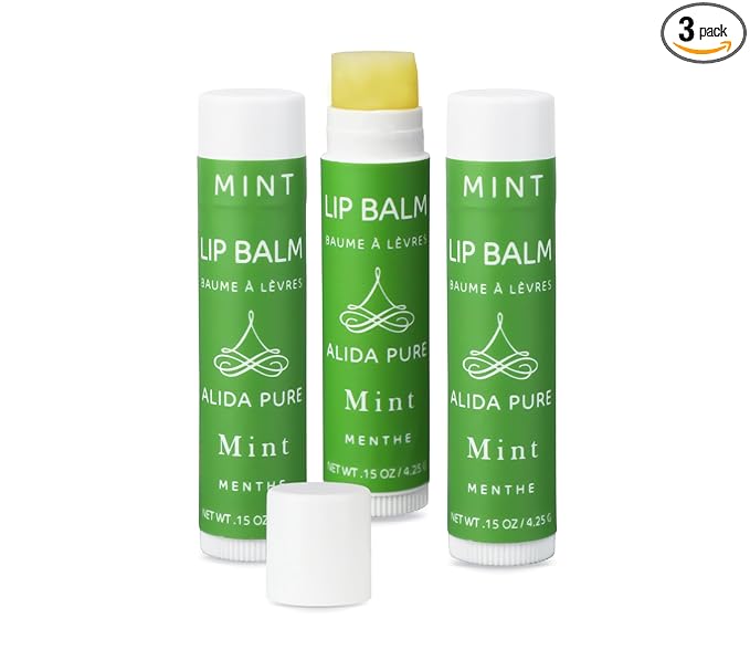 Mint Lip Balm Collection, Vegan Set, Beeswax Free, with Organic Jojoba and Avocado Oil, Vitamin E, Natural Moisturizer for Dry, Chapped Lips, 3 Tube Set