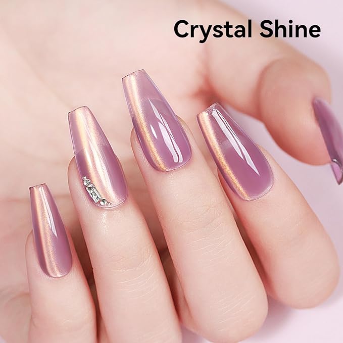 Cat Eye Gel Polish Light Purple Glass Jelly Magnetic Nail Polish Gel Smoothie Glitter Gloss Shine Mauve Color Velvet UV Gel Polish for Valentine's Day Gift Nail Art Manicure DIY at Home 12ml